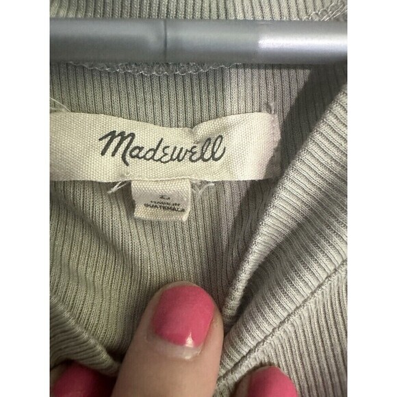 Women’s Madewell Supima Light Green Ribbed Cotton Tee Basic Shirt L Casu… - Picture 2 of 4